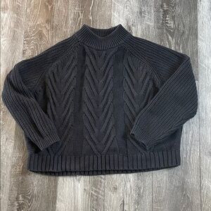J. Crew Black Cable Knit Turtleneck Sweater